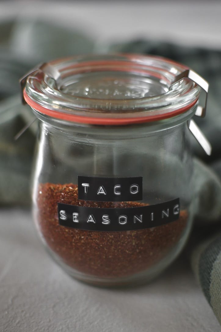 Taco Seasoning in a jar, ready to be used.