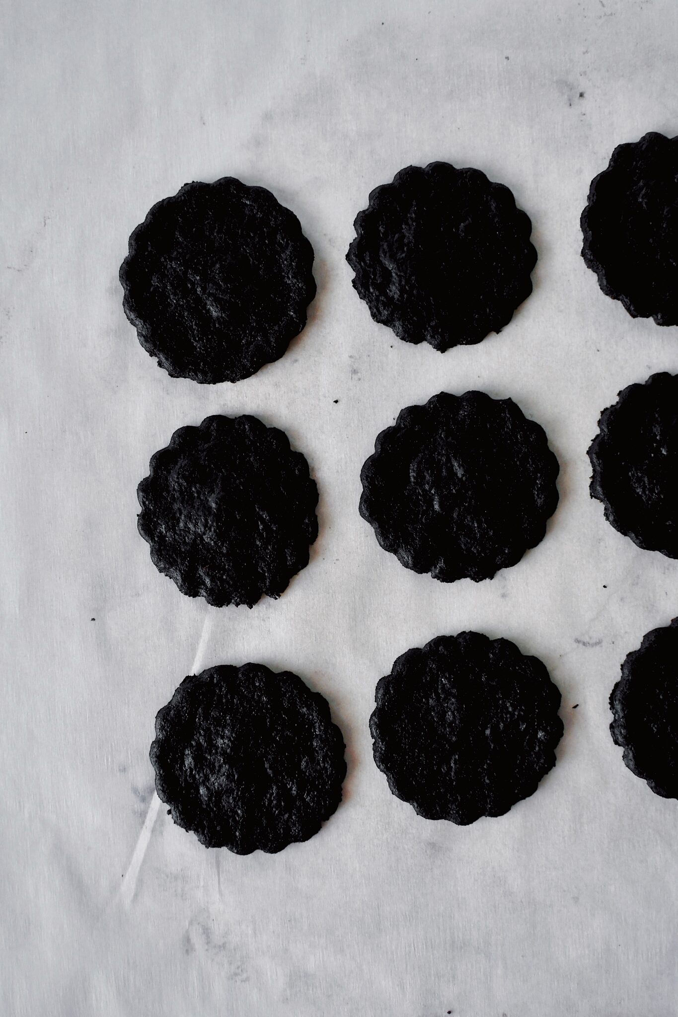 Chocolate Wafer Cookies fresh from the oven ready to be used.