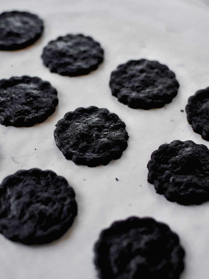 Chocolate Wafer Cookies fresh from the oven ready to be used.