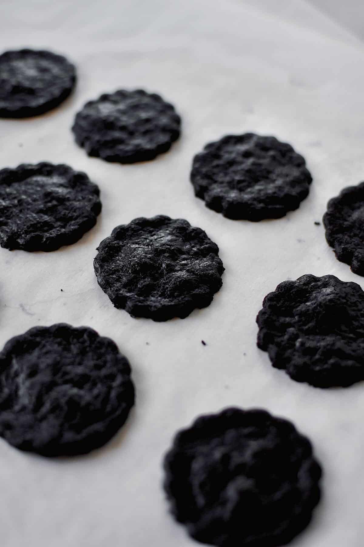 Chocolate Wafer Cookies fresh from the oven ready to be used.