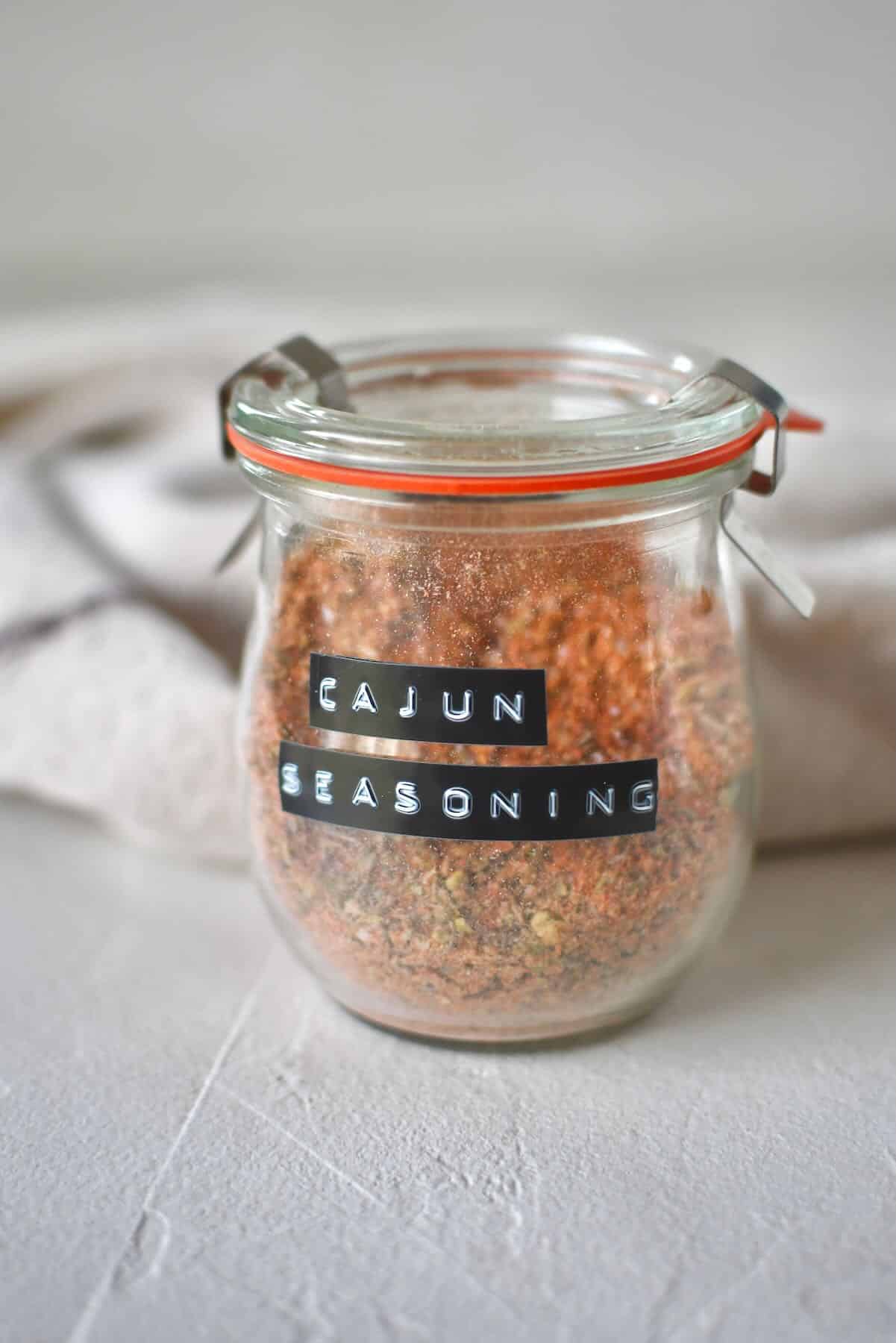 Blended Cajun Seasoning in a jar.