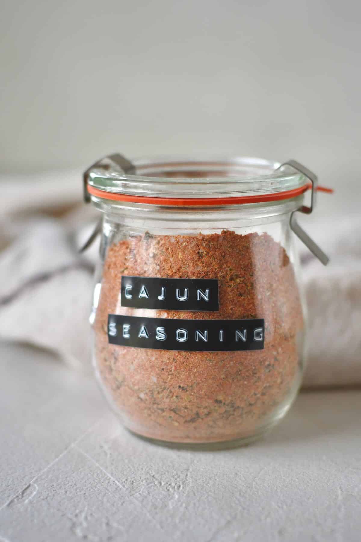 Blended Cajun Seasoning in a jar.