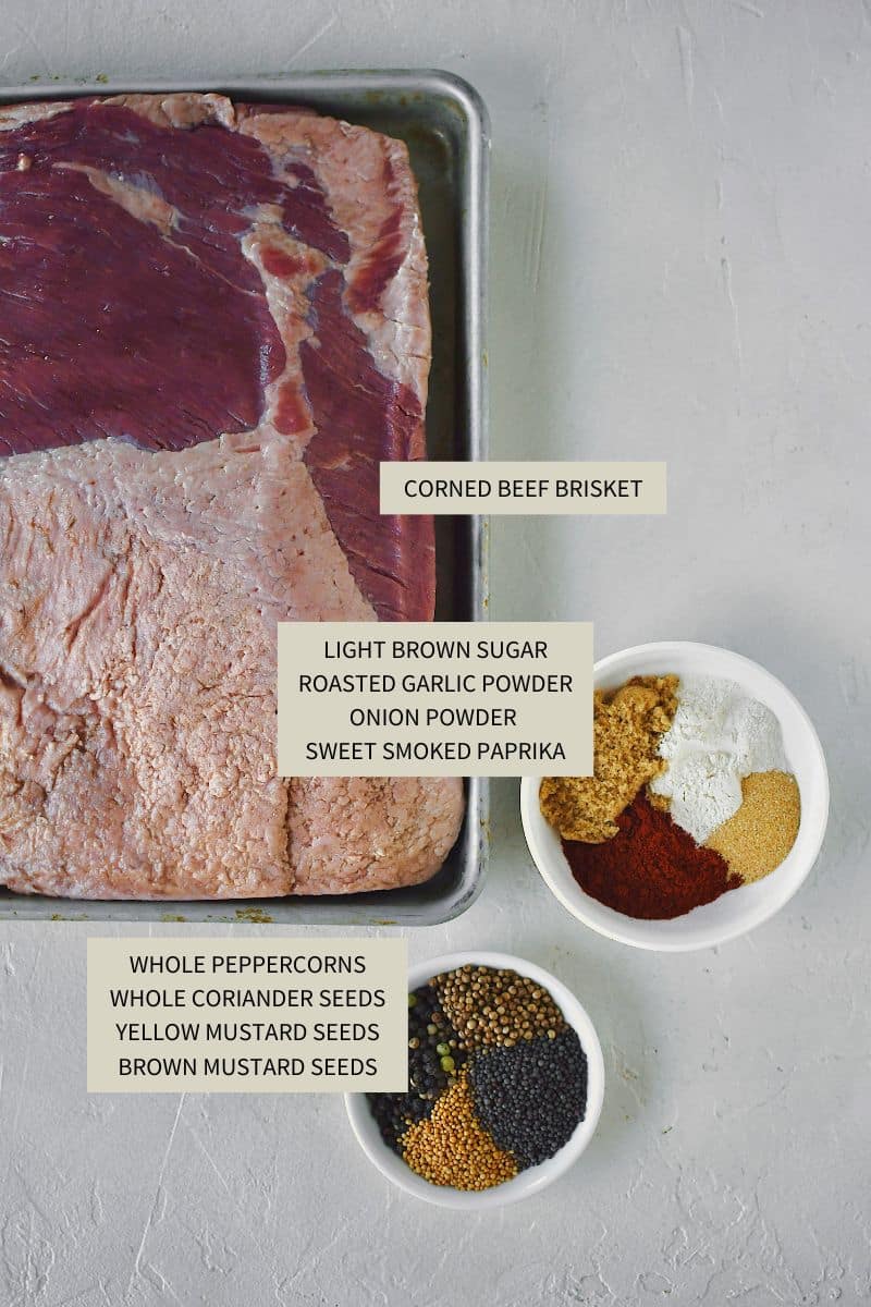 Ingredients needed to make Homemade Pastrami with Corned Beef