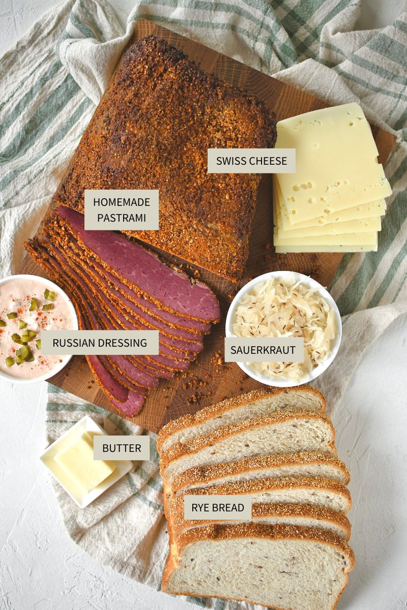 Ingredients needed to make Reuben Sandwich Recipe.