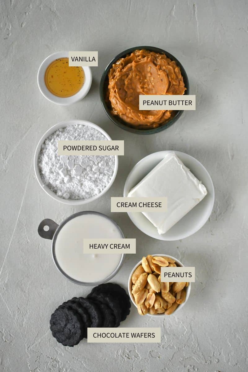 Ingredients needed to make Peanut Butter Mousse.