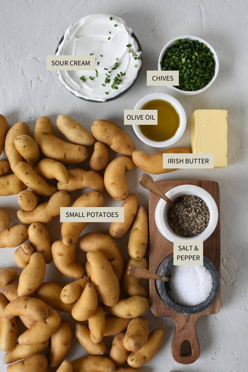 Ingredients needed to make Crispy Smashed Potatoes.