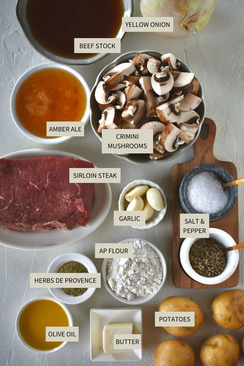 Ingredients needed to make Steak and Potato Soup.
