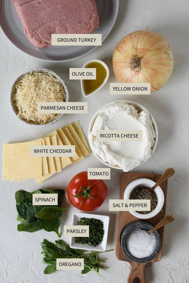 Ingredients needed to make Turkey Burgers.