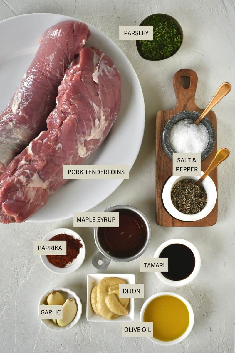 Ingredients needed to make Grilled Pork Tenderloin.