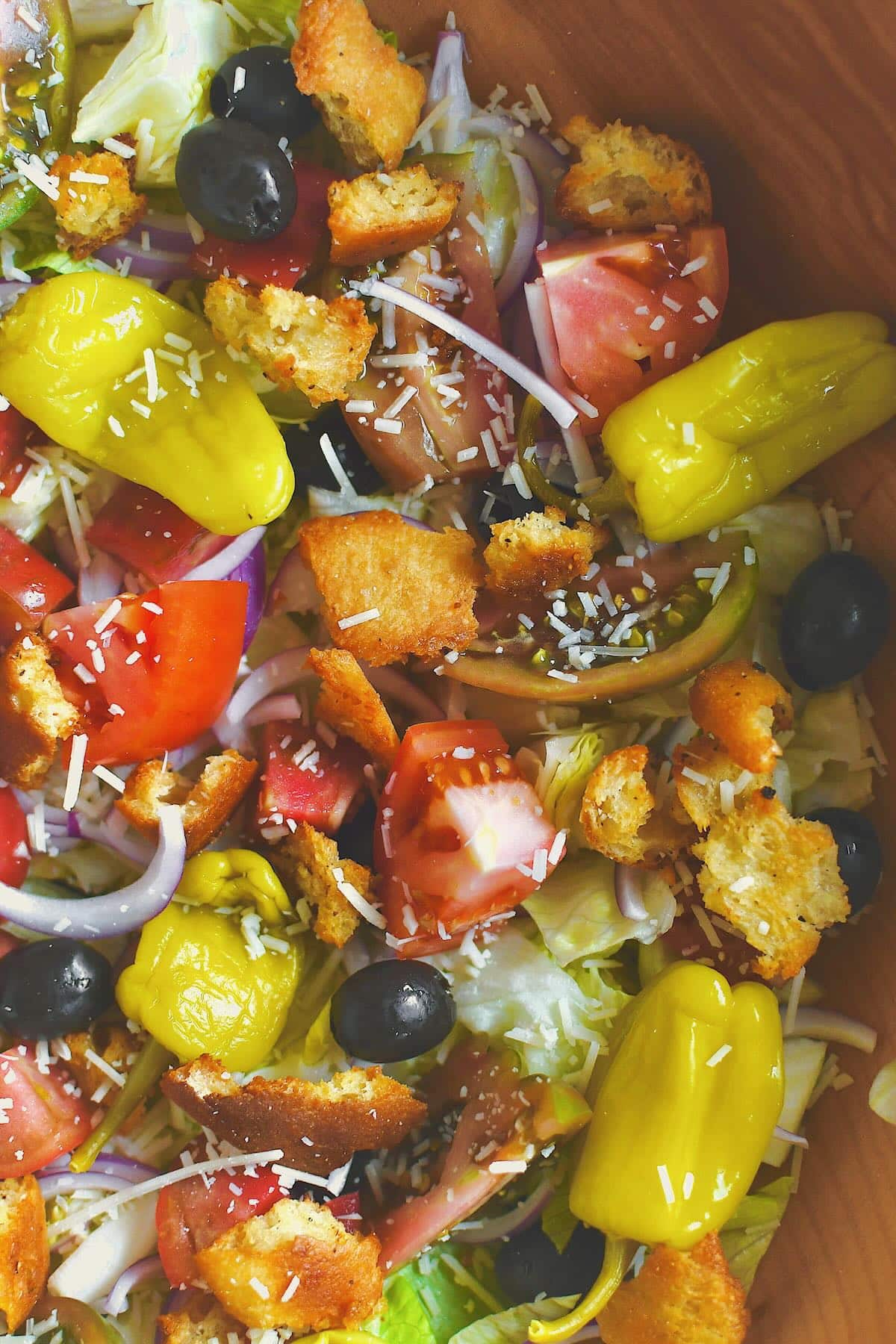 Topped Salad just before mixing.