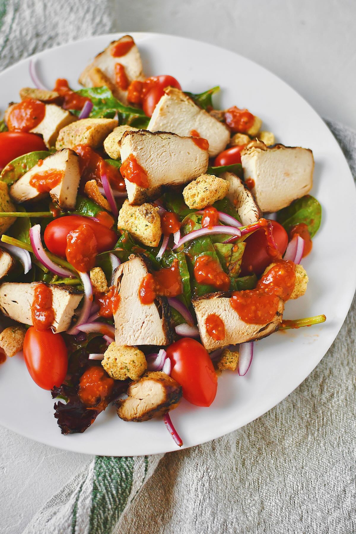 Roasted Tomato Vinaigrette on a salad.