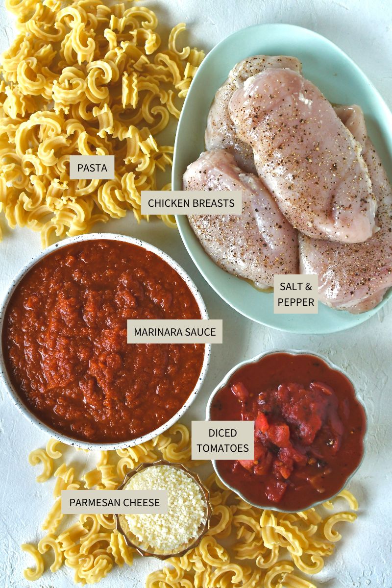 Ingredients needed to make Chicken Marinara.