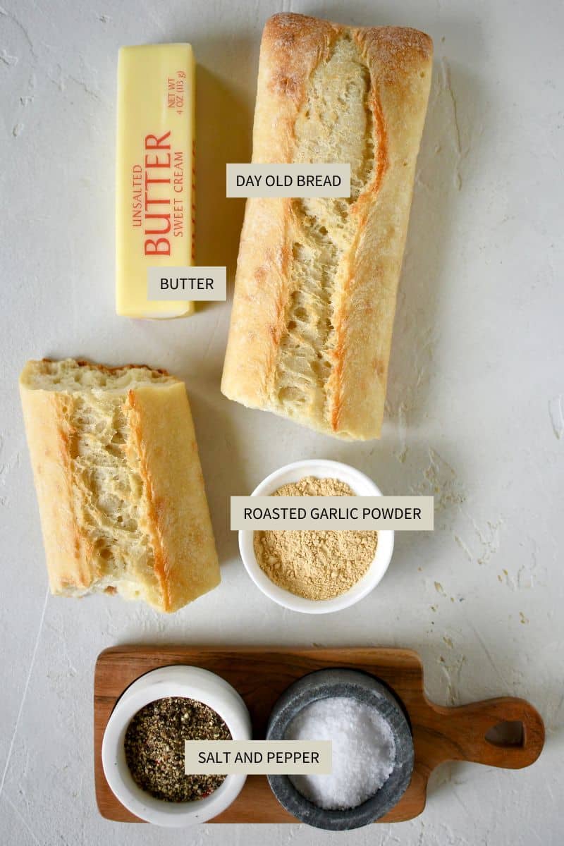 Ingredients needed to make Homemade Croutons.