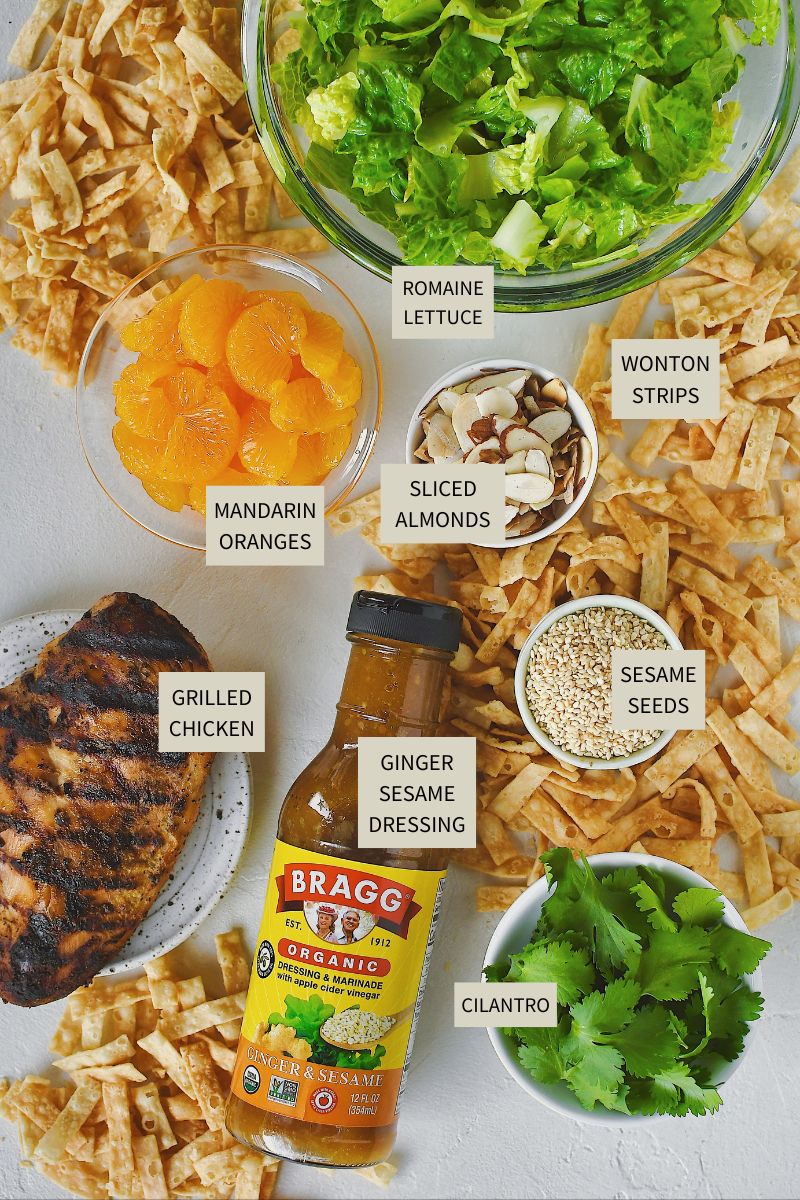 Ingredients needed to make Panera Asian Sesame Salad.