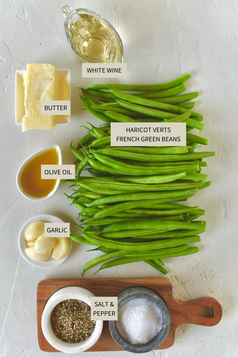 Ingredients needed to make Sautéed Green Beans.