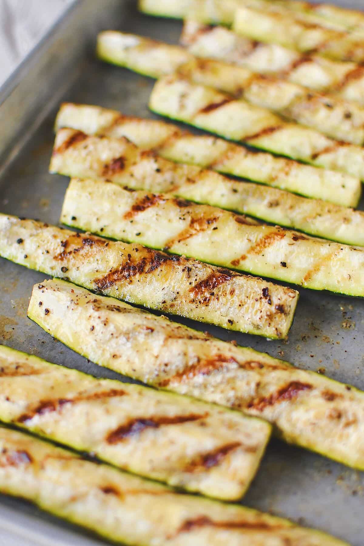 Freshly Grilled Zucchini just off the grill ready to eat.