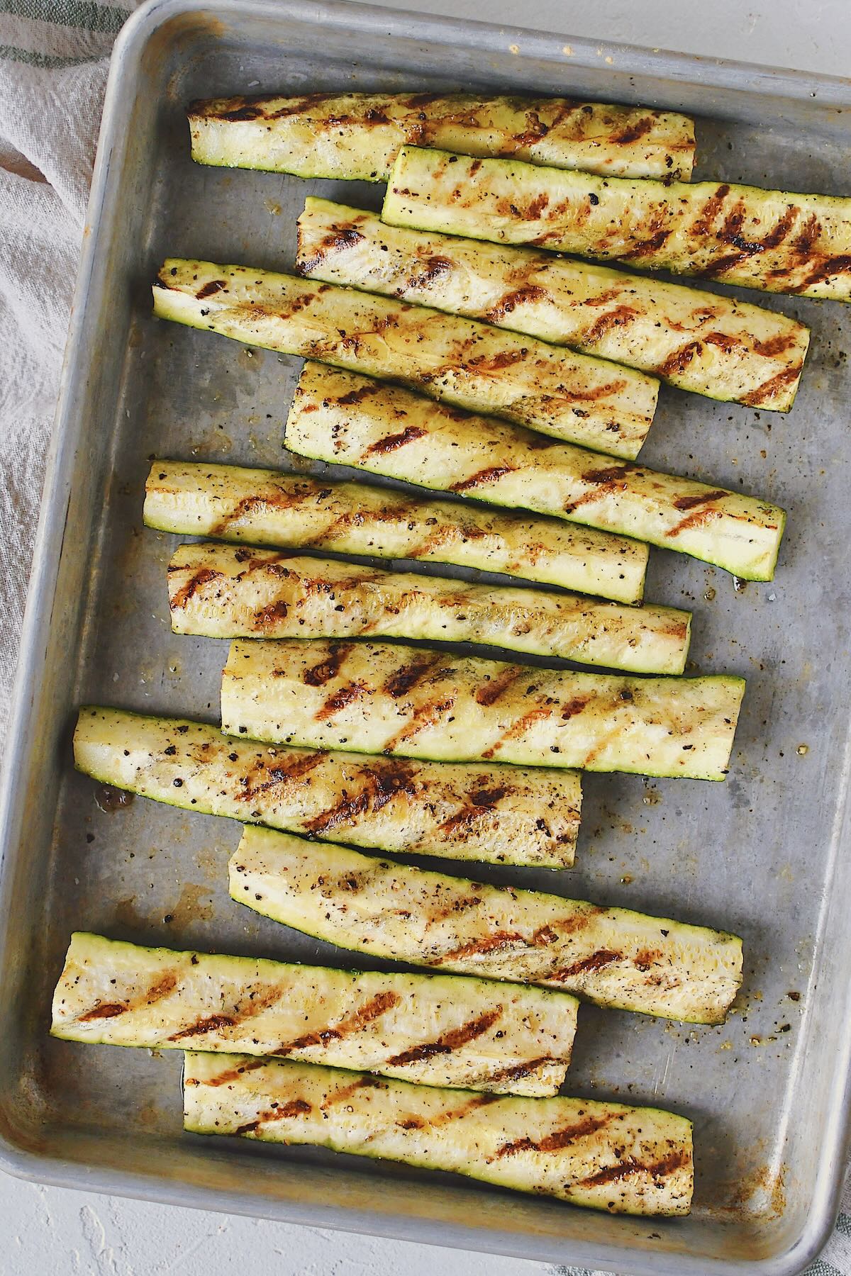 Freshly Grilled Zucchini just off the grill ready to eat.