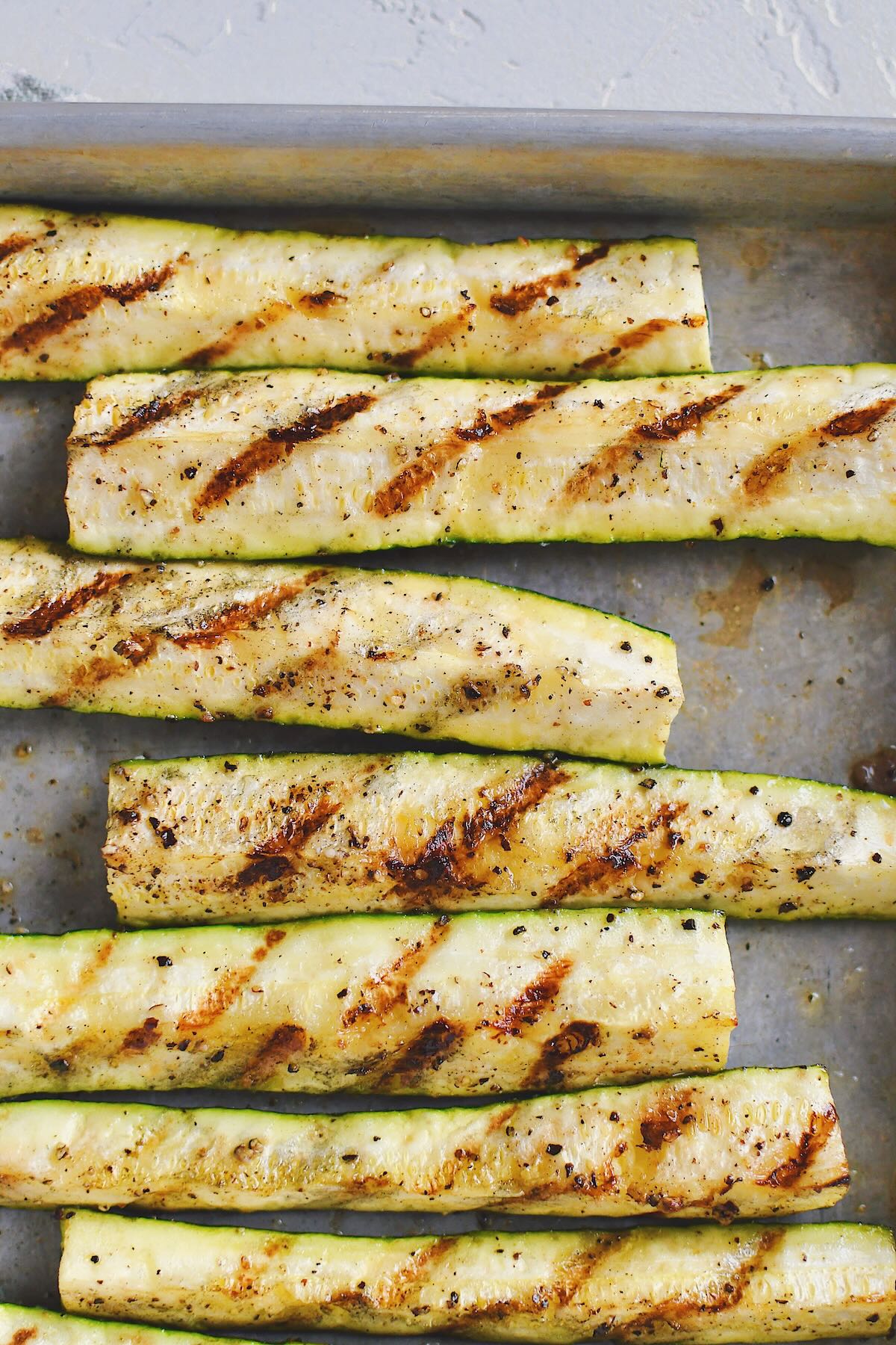 Freshly Grilled Zucchini just off the grill ready to eat.