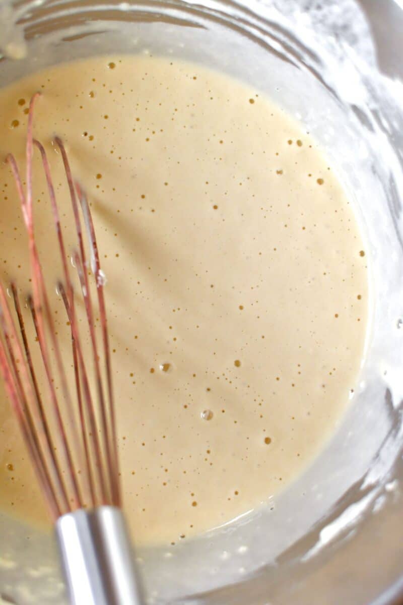 Wet batter, whisked up in a bowl.
