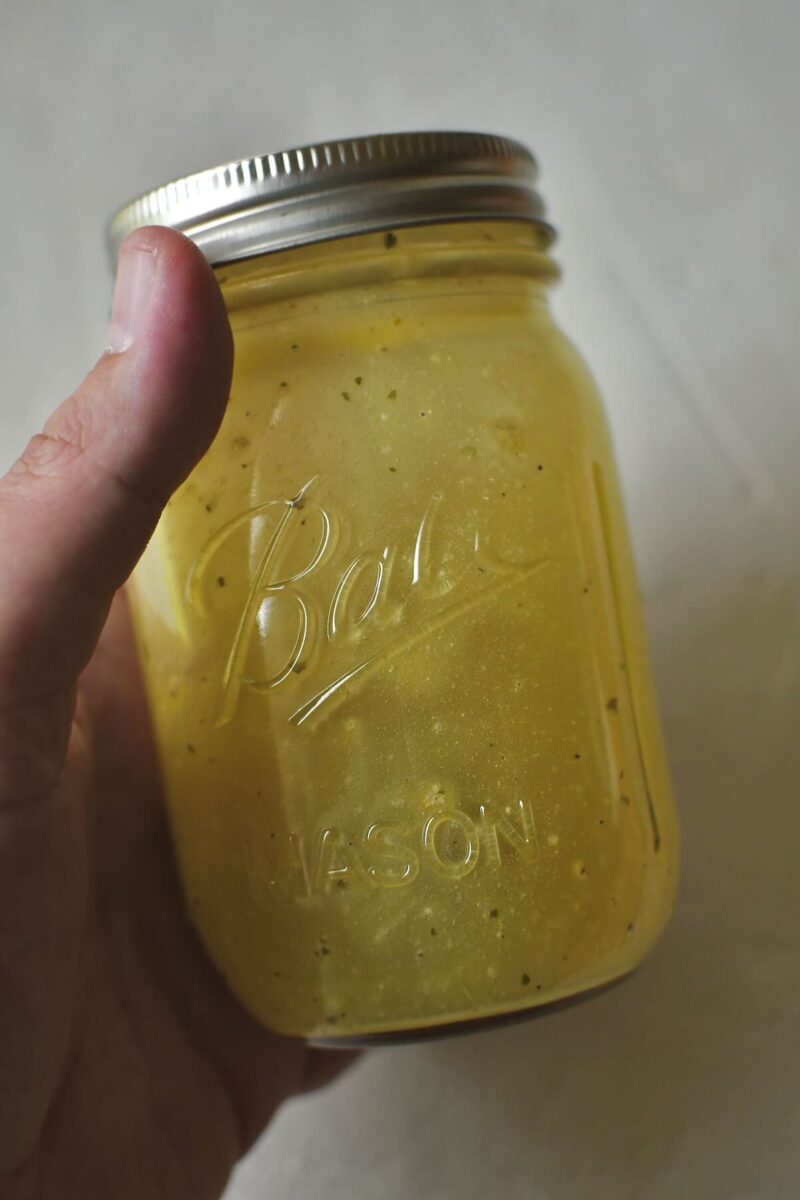 Ranch Vinaigrette mixed up in a jar.