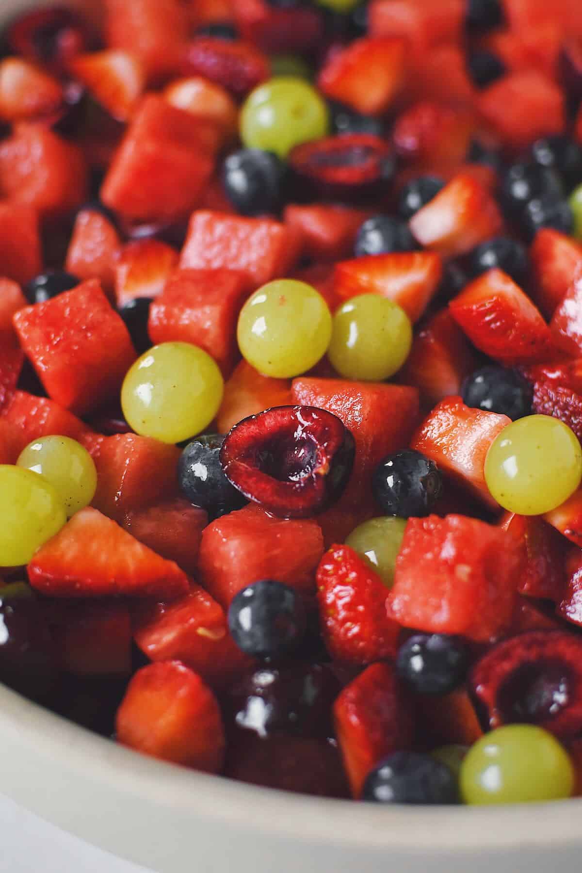 Summer Fruit Salad all tossed together and ready to eat.