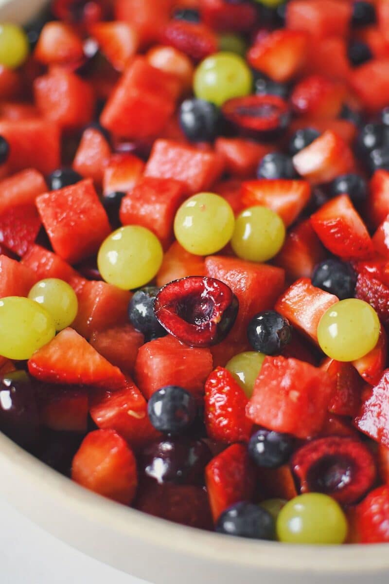 Summer Fruit Salad all tossed together and ready to eat.