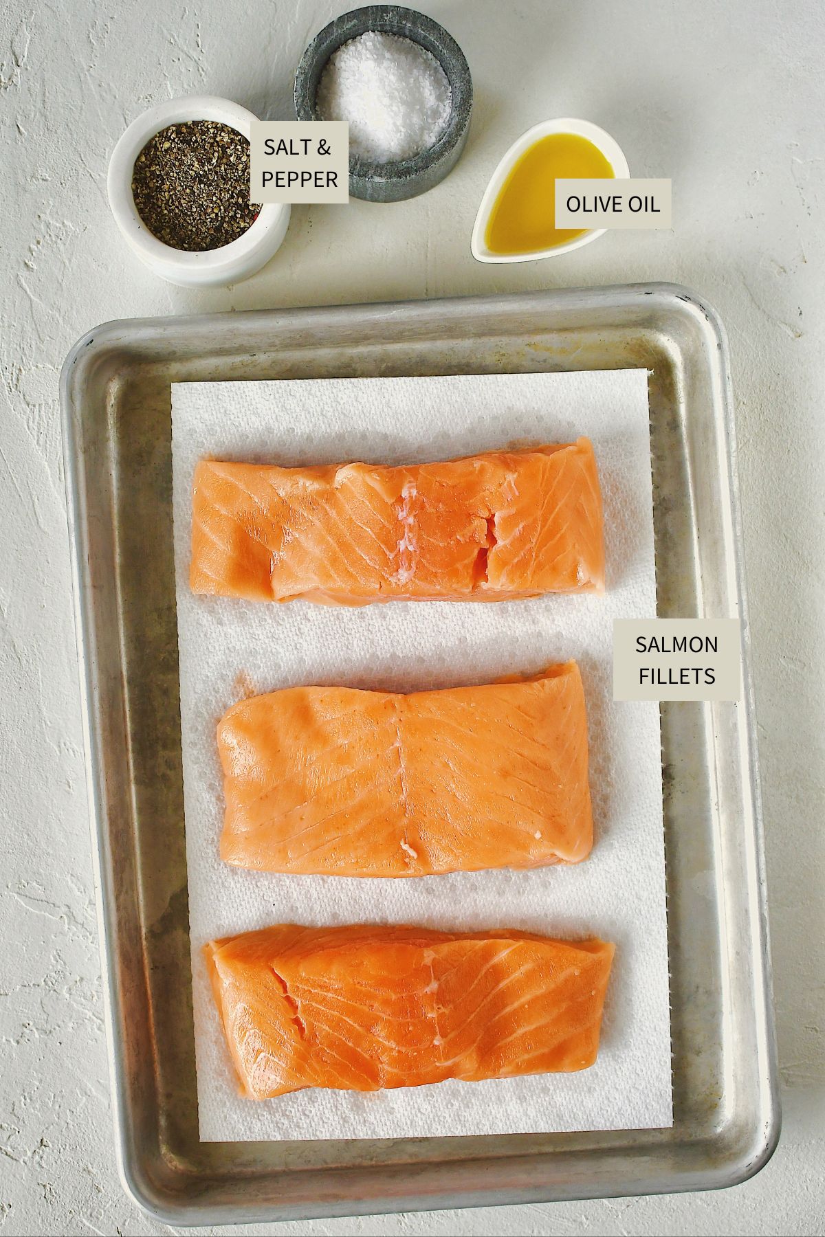 Ingredients needed to make Pan Seared Salmon.