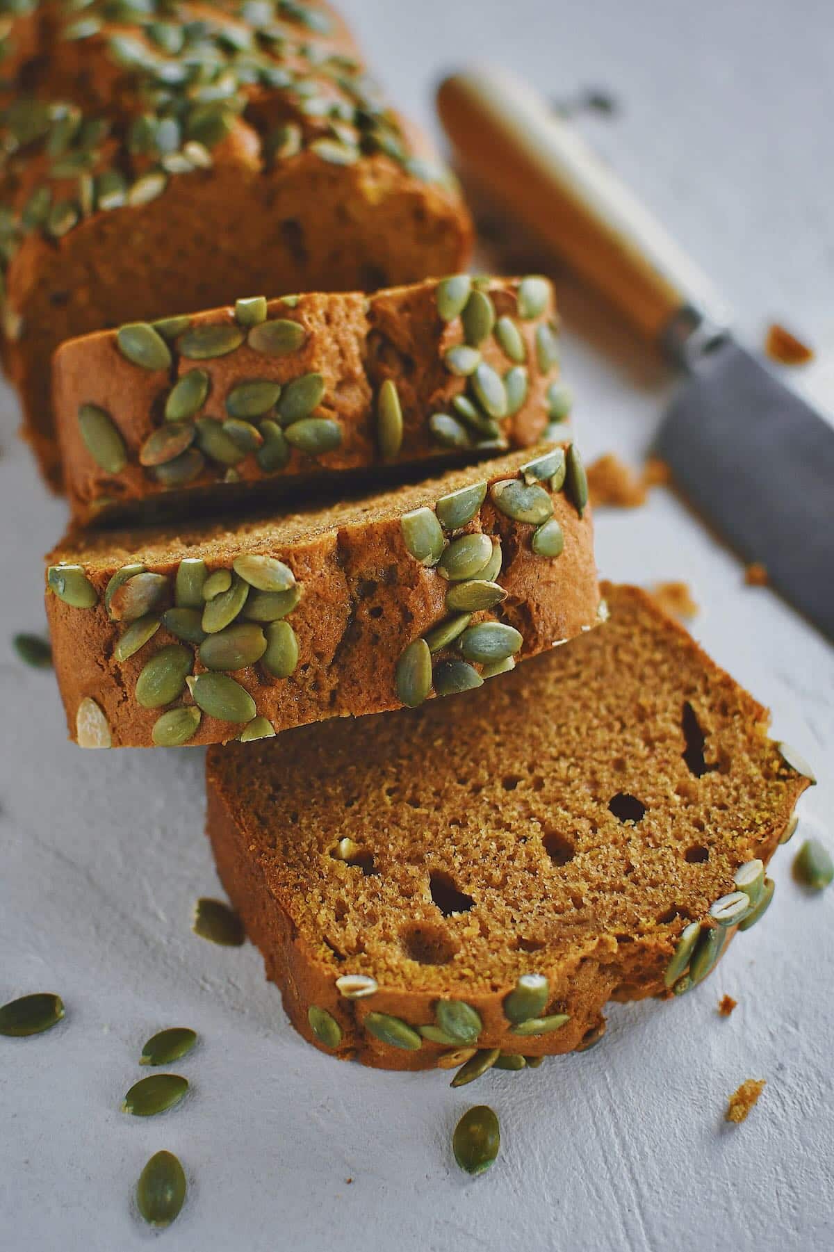 Sliced Pumpkin Spice Bread ready to be eaten.