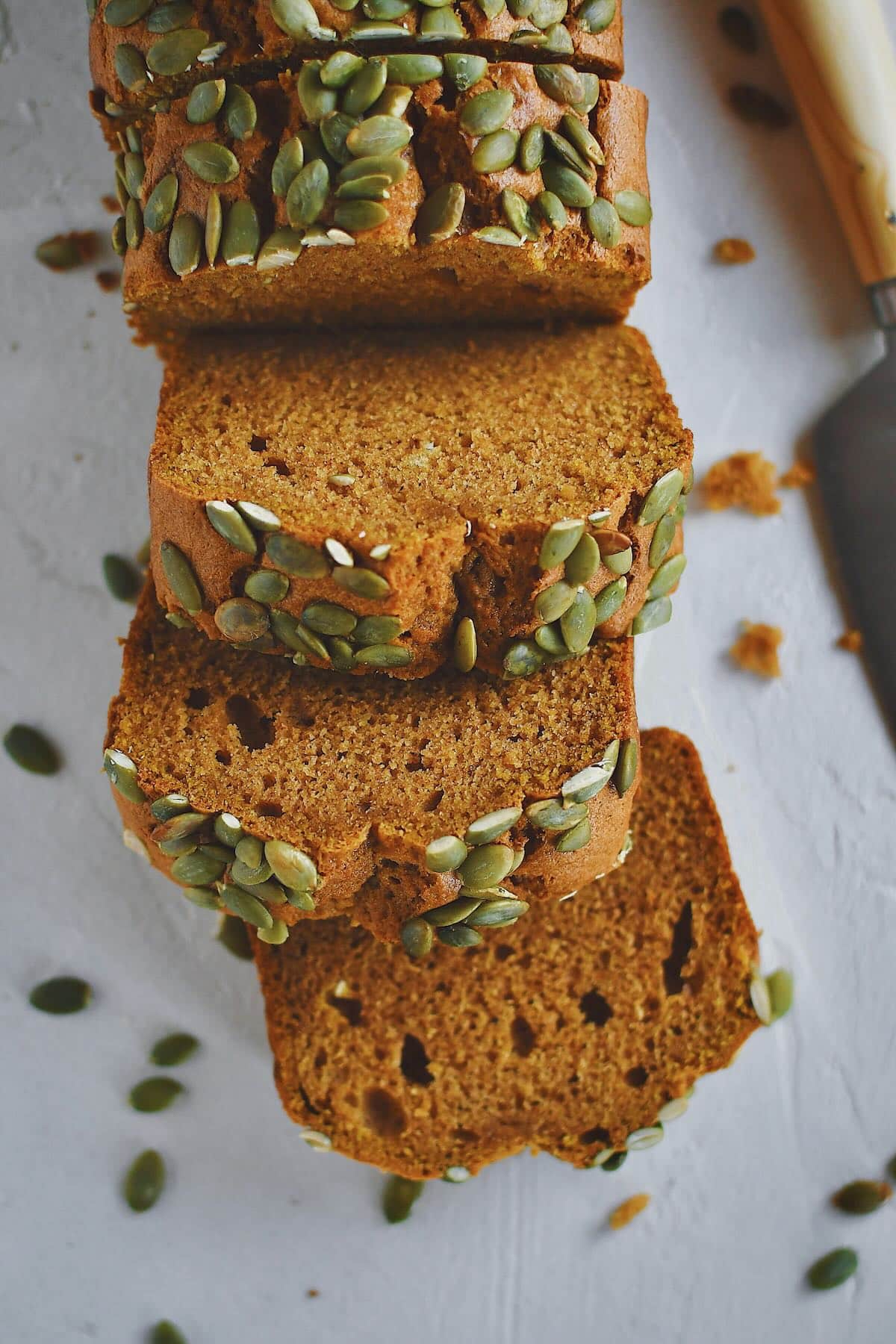 Sliced Pumpkin Spice Bread ready to be eaten.