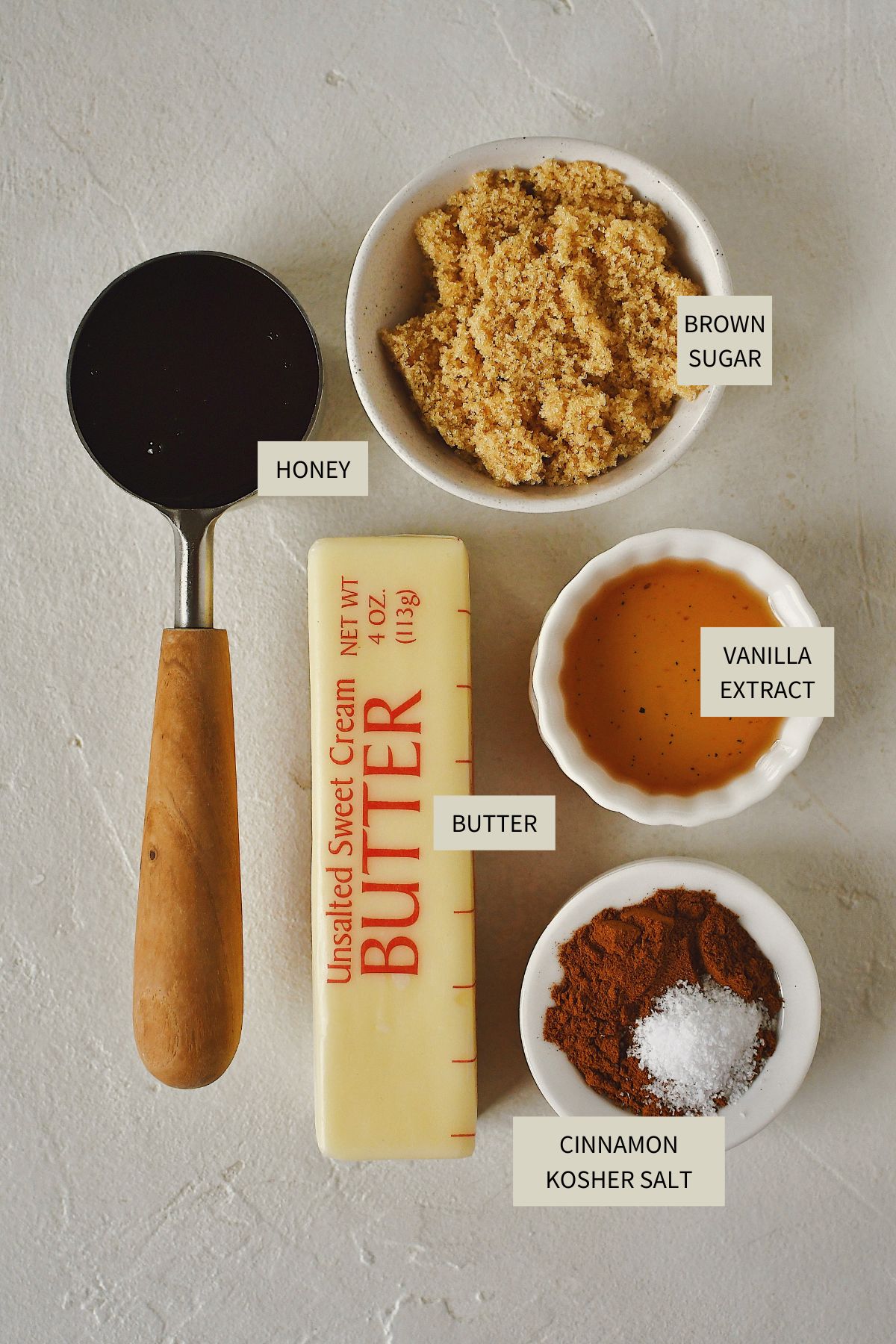 Ingredients needed to make Cinnamon Butter.