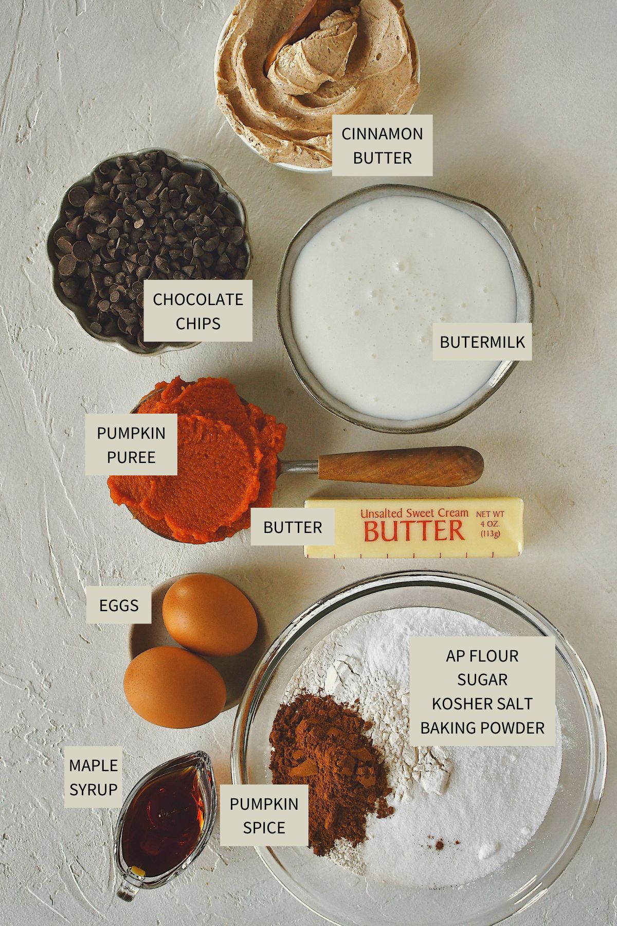 Ingredients needed to make Pumpkin Waffles Recipe.