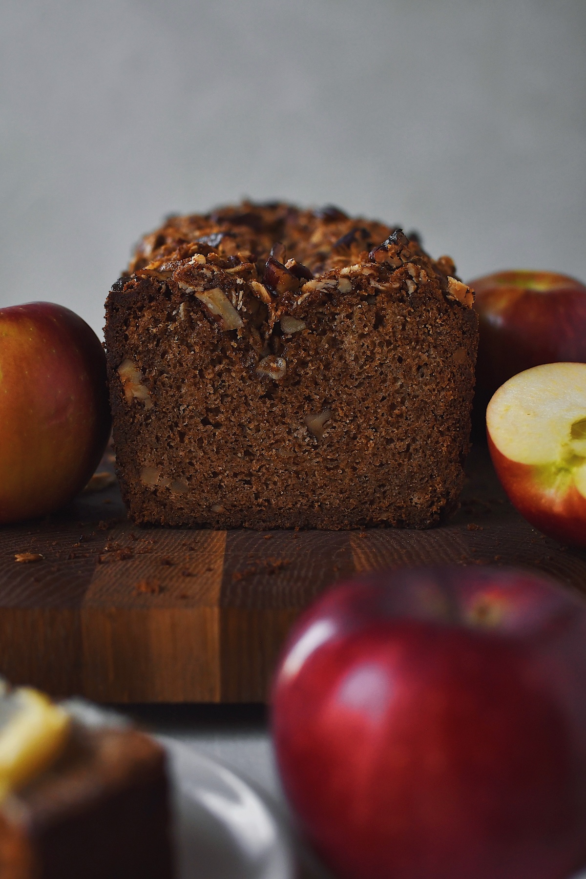 Looking into a loaf of Apple Bread.